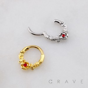 GOTHIC ROSE AND LEAF 316L SURGICAL STEEL SEPTUM HINGED SEGMENT RING